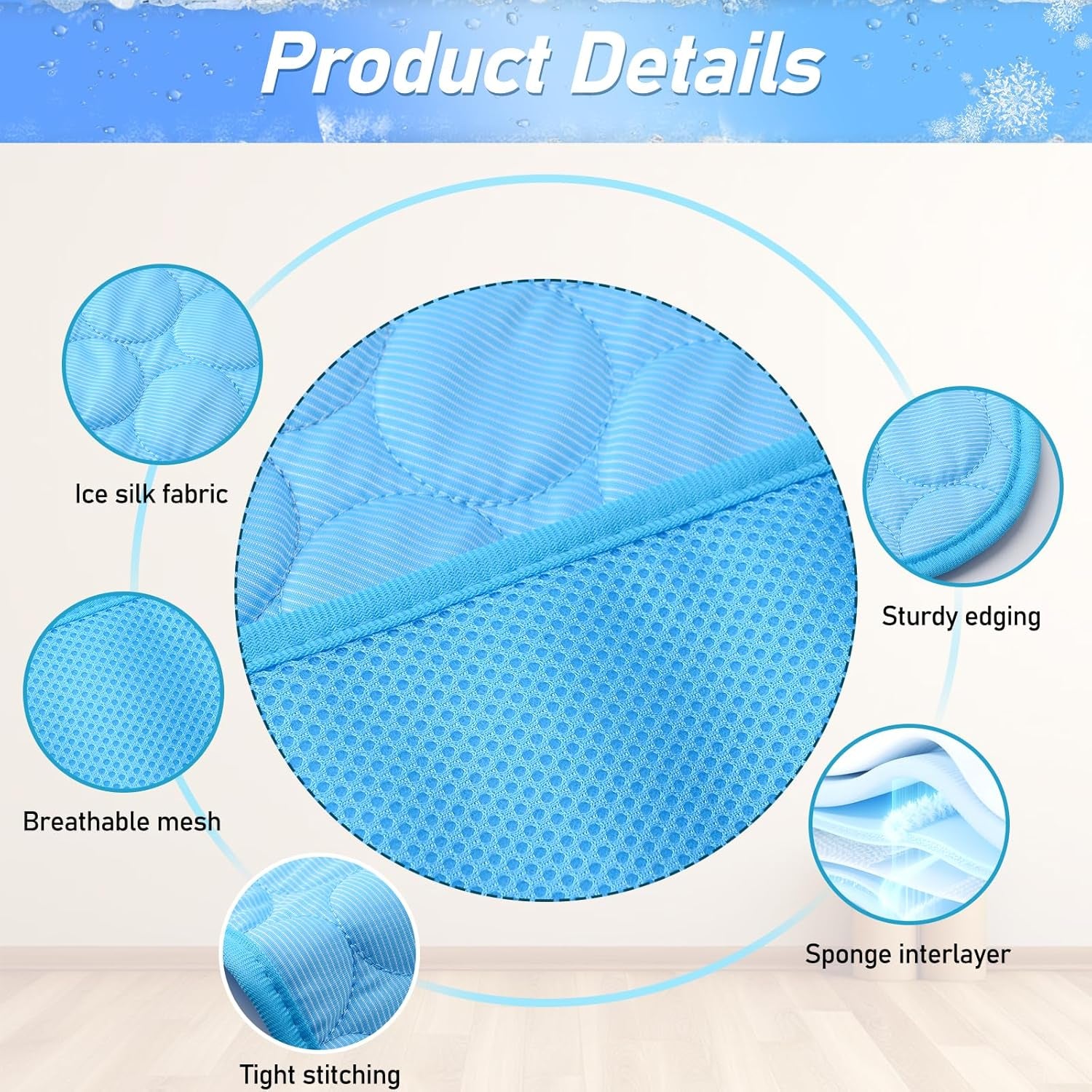 Reusable Dog Cooling Mat ,70 X 100CM Cooling Mat for Dogs , Machine Washable Cool Touch Cooling Fabric Mat for Dogs with Non Slip Bottom, Cooling Blanket for Hot Weather, for Crate, Floor, Travel