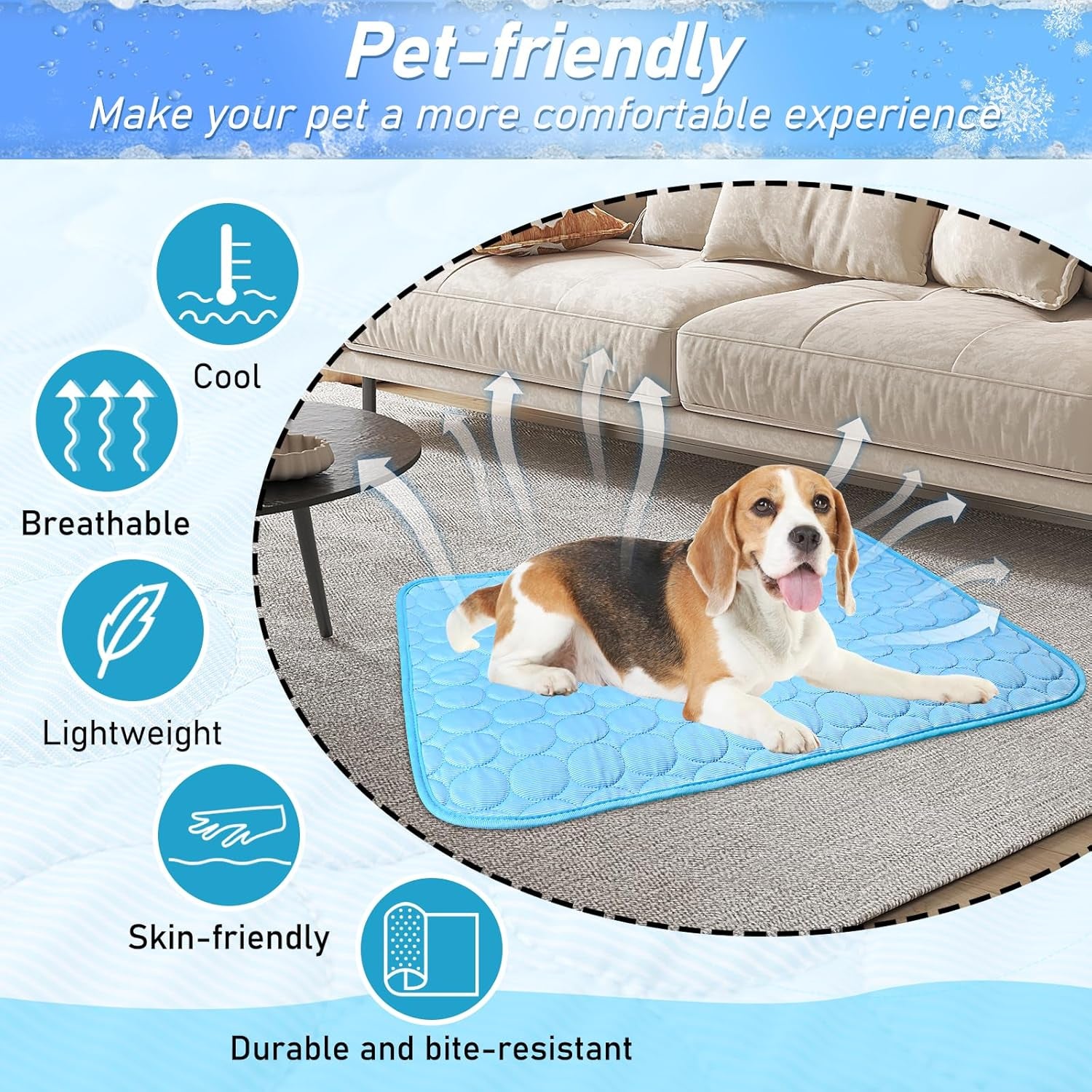 Reusable Dog Cooling Mat ,70 X 100CM Cooling Mat for Dogs , Machine Washable Cool Touch Cooling Fabric Mat for Dogs with Non Slip Bottom, Cooling Blanket for Hot Weather, for Crate, Floor, Travel