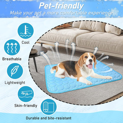 Reusable Dog Cooling Mat ,70 X 100CM Cooling Mat for Dogs , Machine Washable Cool Touch Cooling Fabric Mat for Dogs with Non Slip Bottom, Cooling Blanket for Hot Weather, for Crate, Floor, Travel