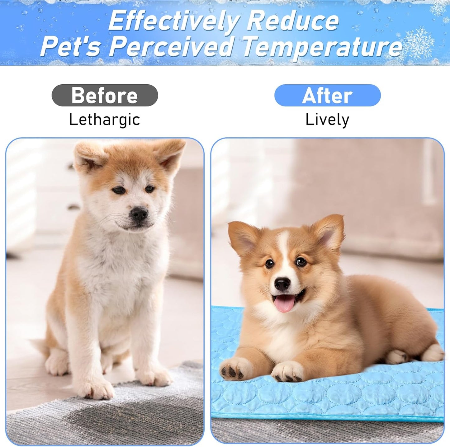 Reusable Dog Cooling Mat ,70 X 100CM Cooling Mat for Dogs , Machine Washable Cool Touch Cooling Fabric Mat for Dogs with Non Slip Bottom, Cooling Blanket for Hot Weather, for Crate, Floor, Travel