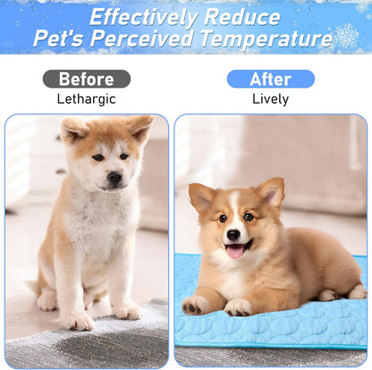 Reusable Dog Cooling Mat ,70 X 100CM Cooling Mat for Dogs , Machine Washable Cool Touch Cooling Fabric Mat for Dogs with Non Slip Bottom, Cooling Blanket for Hot Weather, for Crate, Floor, Travel