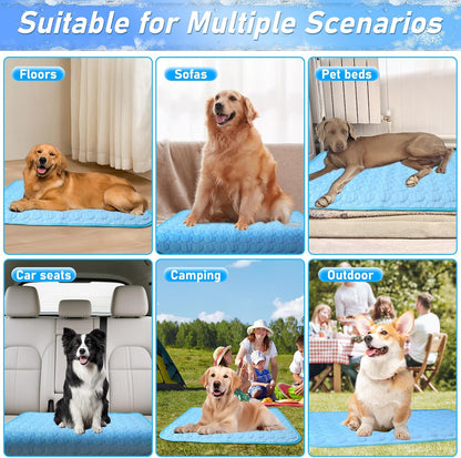 Reusable Dog Cooling Mat ,70 X 100CM Cooling Mat for Dogs , Machine Washable Cool Touch Cooling Fabric Mat for Dogs with Non Slip Bottom, Cooling Blanket for Hot Weather, for Crate, Floor, Travel