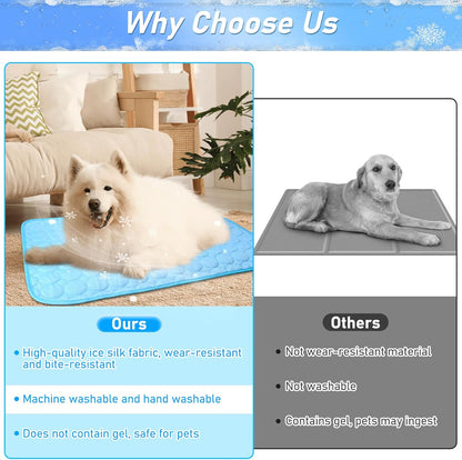 Reusable Dog Cooling Mat ,70 X 100CM Cooling Mat for Dogs , Machine Washable Cool Touch Cooling Fabric Mat for Dogs with Non Slip Bottom, Cooling Blanket for Hot Weather, for Crate, Floor, Travel